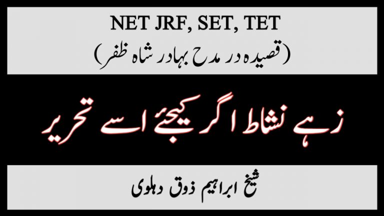 Read more about the article زہے نشاط اگر کیجئے اسے تحریر